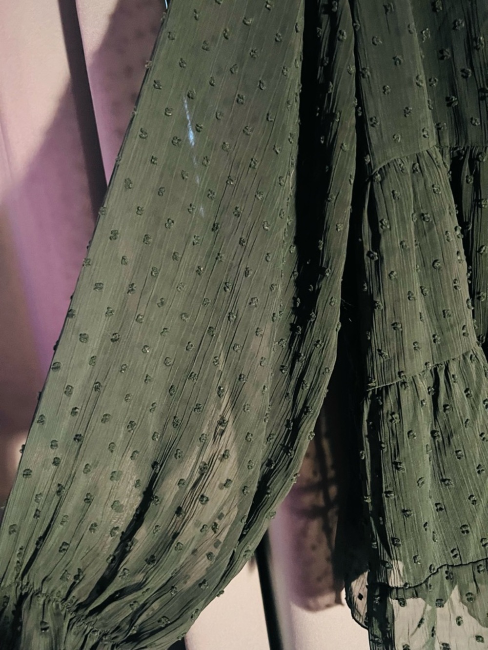 PrettyGarden Deep Green Peasant Boho Babydoll Dotted Blouse Top XL - Picture 5 of 7